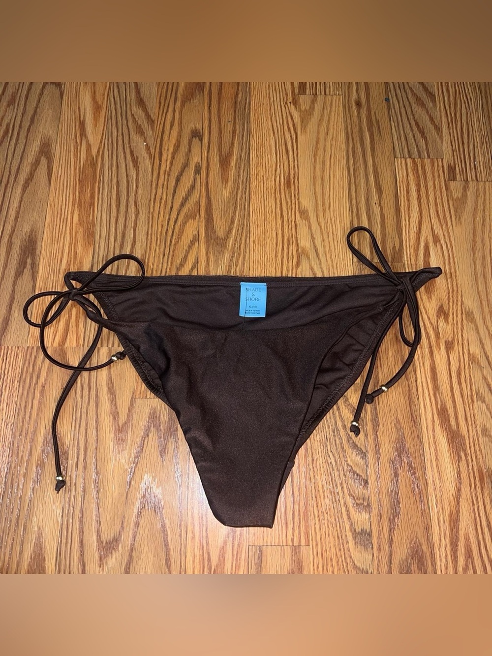 Shade & Shore Brown bikini bottoms with gold beads detailing xl